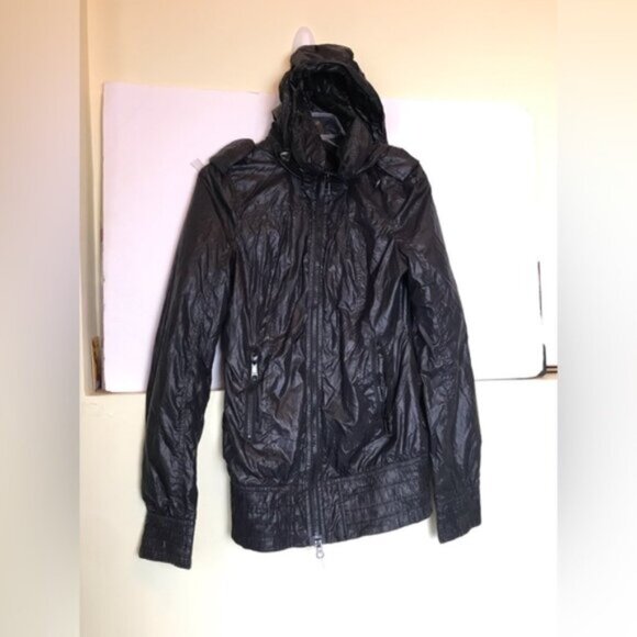 Mackage PERLA Packable Rain Jacket Hoodie Trench Zip Pocket Bag Lightweight Coat - Picture 10 of 16